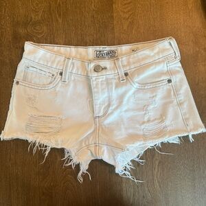 Womens Lucky Brand White Denim Distressed Cutoff Shorts. Size 24/00. EUC